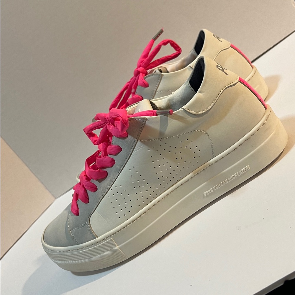 P448 Project Sustainability Womens size 39 Sneakers Shoes White Pink Leather